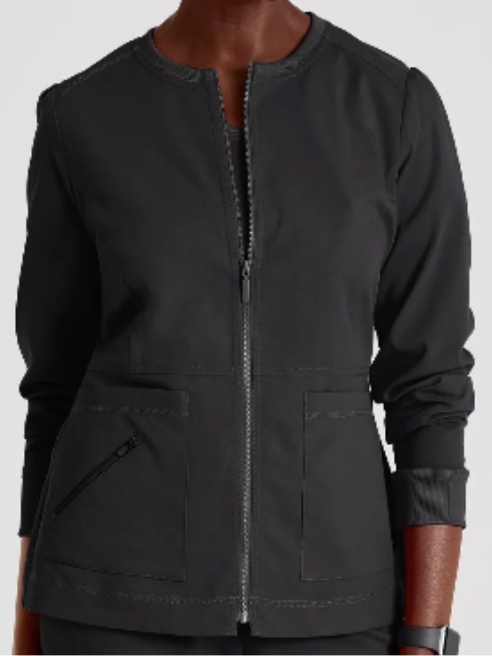 Grey's Anatomy Black Stretch Scrub Jacket Uniform Top by Barco - Picture 5 of 9